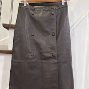 NWT Sold out H & M faux leather chocolate brown button slit sz 4